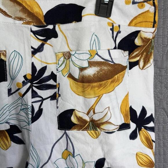 CHICO'S NWT $109 Pull On Stretch Linen Tropic Floral Pants Size 2 R US 12 - Picture 5 of 9